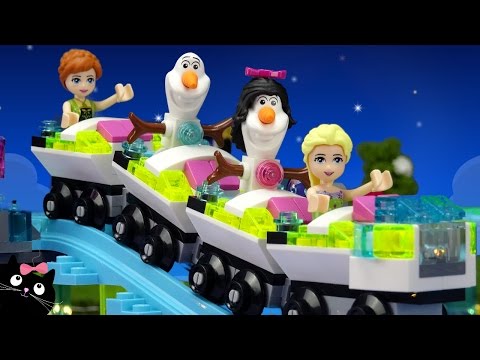 Las Princesas Disney Frozen Elsa Olaf van al Parque de Atracciones de LEGO Friends Juguetes Español