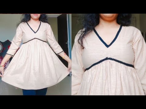 New Trendy Alia cut V Neck High Low short kurti pattern Cutting and Stitching Tutorial