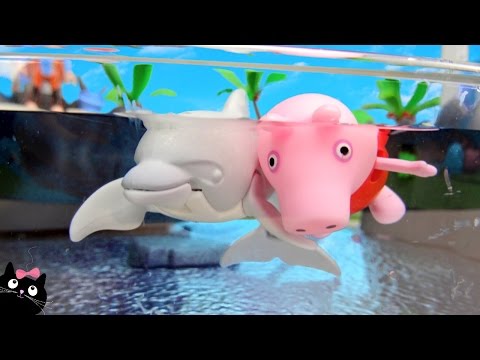 Peppa Pig Nada con los Delfines en la Piscina del Acuario de Playmobil - Juguetes Playmobil