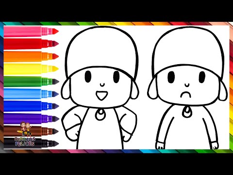 Dibuja y Colorea A Pocoyó Feliz VS Pocoyó Triste 😃👶🙁 Dibujos Para Niños