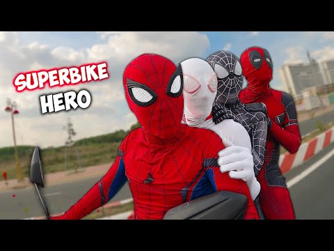 ALL SUPERHEROS Dancing On The Motobike (Spider-Man Driving Music)