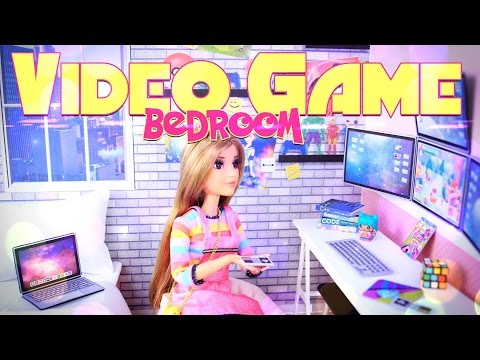 DIY - How to Make: Doll Video Game Bedroom - Dollhouse Crafts - 4K