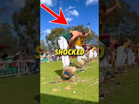 Wood Chopper Shocks Everyone! #shorts