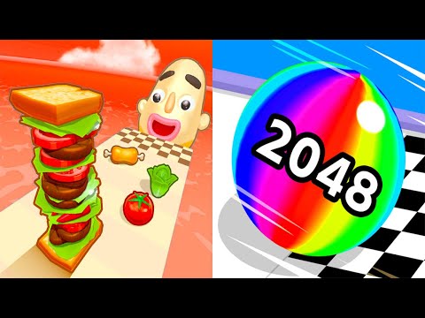 Sandwich Runner VS Ball Run 2048 - All Levels Gameplay Android iOS Ep 2