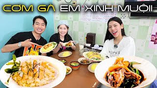 Cris Phan và Mai Quỳnh Anh ghé quán Cơm gà Em xinh say hi Muộii