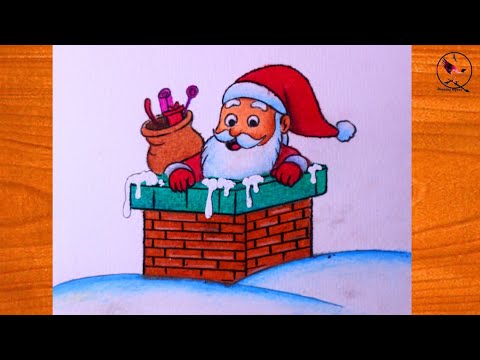 CHRISTMAS drawing easy ideas / MERRY CHRISTMAS drawing / SANTA CLAUS drawing step by step