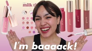 MEGA SWATCH! GRWM Cosmetics Milk Tints & Cloud Blur Tints Review (I’m Back! ✨)