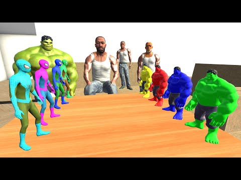 Tiny Colorful Hulk vs Tiny Colorful Spiderman In Indian Bike Driving 3d