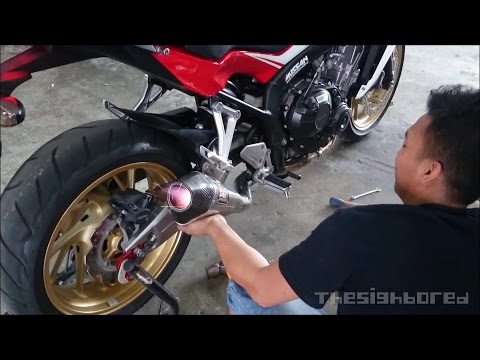 Honda CB650F Yoshimura R-55 with custom link pipe