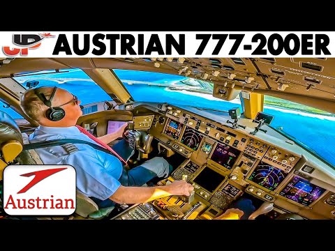 Austrian Boeing 777 Cockpit Vienna to the Maldives over Dubai