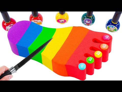 Satisfying Video | DIY How To Make Rainbow Foot With Kinetic Sand Cutting ASMR | Yo Yo Candy