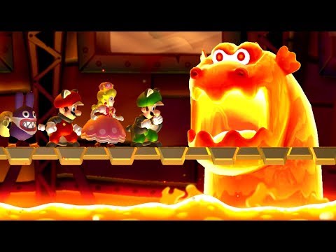 New Super Mario Bros. U Deluxe - All Castle Bosses (4 Players)