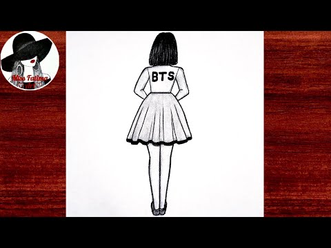 Easy BTS drawing | BTS Army girl drawing | Pencil sketch of BTS Army