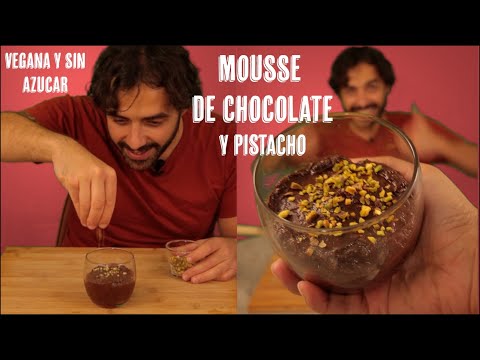 Mousse de Chocolate con Pistachos - Sin Azúcar - Postre Navideño Vegano Saludable y Cetogenico