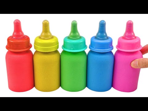 Satisfying Video | How To Make Kinetic Sand Rainbow Baby Milk Bottle Cutting ASMR | Zon Zon