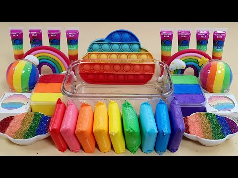 Rainbow Cloud Slime Mixing Random Into Slime! Satisfying Slime Video ASMR
