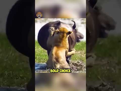 The Smart and Brave Buffalo Defeats the Lion  #wildlife #animals #wildlifebattle