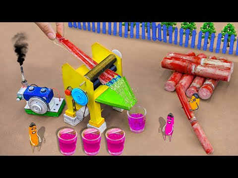 DIY Mini Tractor & Red Sugarcane Juice Machine – Innovative Agricultural Technology! 🚜🍹⚙️