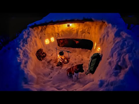 3 Days WINTER CAMPING in Blizzard With My Dog. -13° wilderness survival. Snowstorm Bushcraft