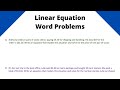 Linear Equation Word Problems
