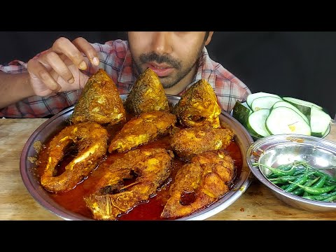 masaladar big sea fish masala fish head curry spicy gravy salad eating show mukbang food