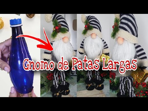 Parece COMPRADO!! 😱 Hermoso GNOMO Navideño de PATAS Largas con Simple BOTELLA Plástica Reciclada♻️