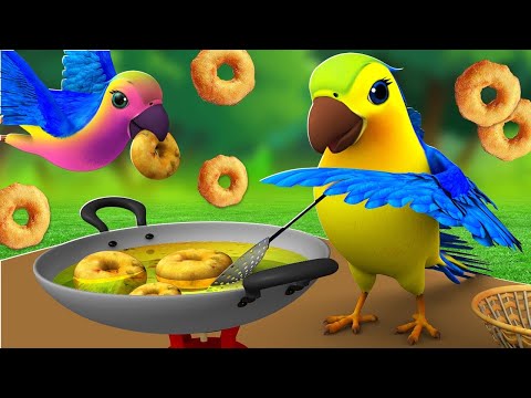 Chitti Chilakamma - Parrots 3D Animation | చిట్టి చిలకమ్మా - గారెలు వండావా Telugu Rhymes for Kids