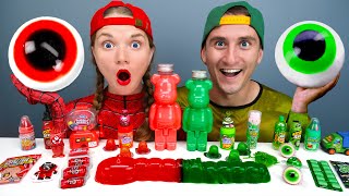 ASMR MUKBANG Color food challenge 레드 그린 푸드 챌린지 Red vs Green dessert
