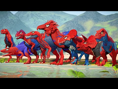 PRO 8 SPIDER-MAN DINOSAUR TEAM - All Spiderman's not good! |Dinosaurs Superheros Story|