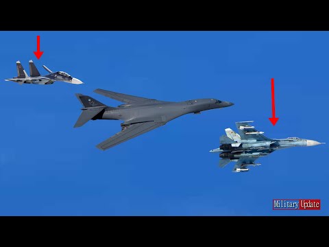 Scary!! Russian SU-27 Intercepts US B-1B Bomber Over Black Sea