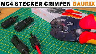 MC4 Stecker Crimpen Anleitung | MC4 Stecker crimpen mit der BAURIX® Crimpzange für MC4 Stecker.