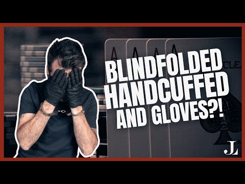 Blindfolded, Handcuffed, and Gloves⁉️ NP #cardgame #playingcards #cardtrick #poker #texasholdem