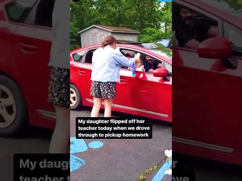 Daughter flips off teacher for giving her homework😱 #fypシ゚viral #viralshort #funny #kids #explore