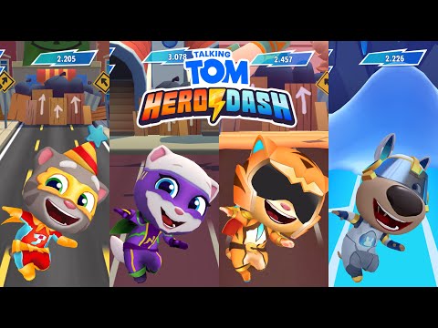 Talking Tom Hero Dash Birthday Tom VS Lunar Explorer Angela VS Tiger Ginger VS Rabbit Ben
