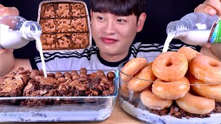ASMR 파파존스 초코칩브라우니 글레이즈도넛 몰티져스 첵스 우유 말아먹방~!! Milk With Maltesers Brownie Chocolate MuKBang~!!