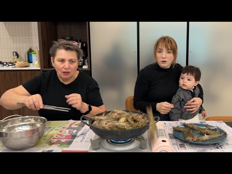 우크라이나 장모님께 제철 생새우 한국식 풀코스로 대접해드렸습니다