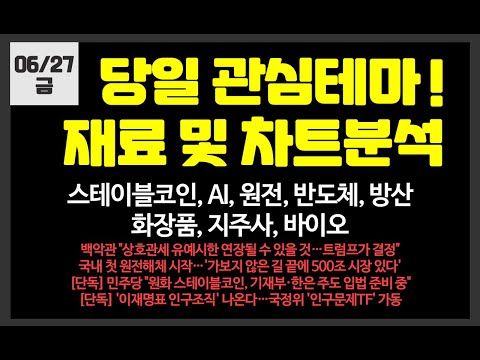 당일 관심테마! 스테이블코인,원전,AI,로봇,반도체,화장품,바이오/두산에너빌리티,NAVER,카카오페이,한국전력,SK하이닉스,제주반도체,한미반도체,제주은행,우진엔텍,원일티엔아이