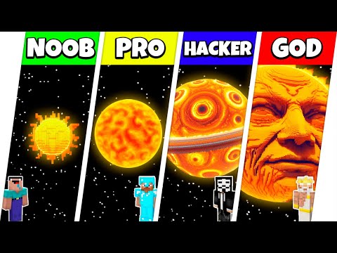 INSIDE SUN PLANET HOUSE BUILD CHALLENGE - Minecraft Battle NOOB vs PRO vs HACKER vs GOD / Animation