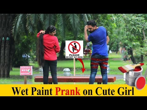 Wet Paint 🎨 Prank On Cute Girl 🥰 | Epic Reactions | 😂😜