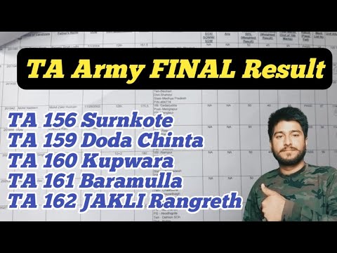 TA Army FINAL RESULT 😊 ll TA 156 Surnkote ll 159 Doda ll 160 Kupwara ll 162 JAKLI ll TA Army Result