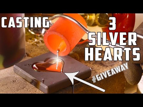 Casting 3 Real Silver Hearts