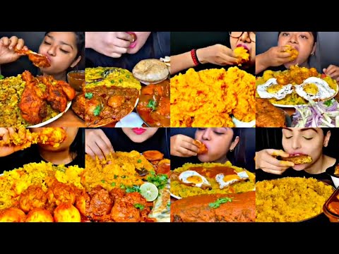 ASMR EATING 2X SPEED KHICHURI WITH ALOOR DOM, CHICKEN CURRY, FISH FRY | Foodie India|