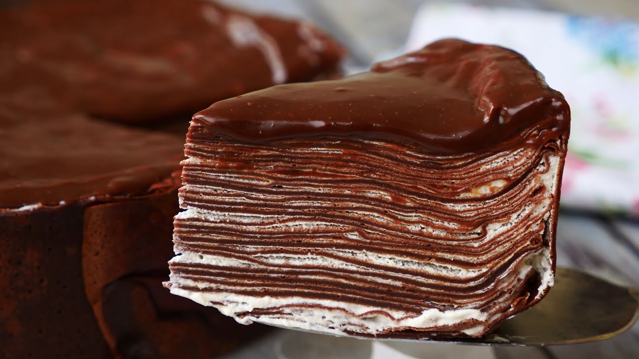 Шоколадный торт из блинов (очень вкусный) chocolate pancake cake