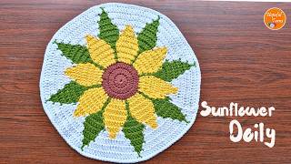 Crochet Doily Tutorial | Crochet Sunflower Doily - Tapestry crochet | Crochet flower mandala