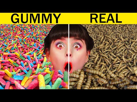DESAFIO DE COMIDA DE GELATINA VS. REAL || Desafios Divertidos de Comida do GOTCHA!