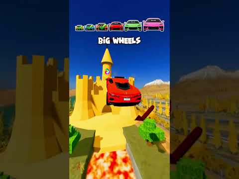 Tiny Car vs Castle Sand Portals… and Turns ULTRA HUGE! 🌟 #shorts #beamngdrive