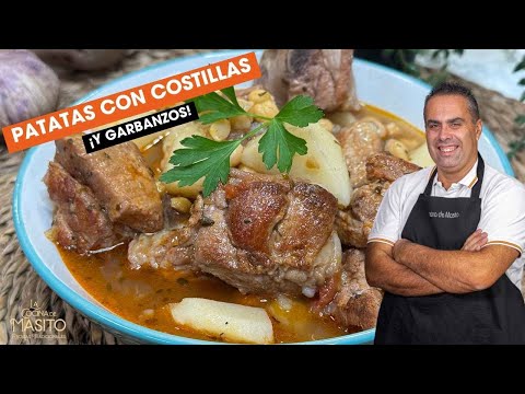 Patatas con costillas y garbanzos