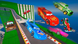 Race Pixar Cars McQueen The King Mater Chick Hicks Snot Rod Francesco Bernoulli & Friends Ramp Jump