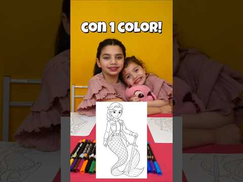 😍Las PEQUEÑAS colorean a RUMI/HUNTRIX versión SIRENA con 1 COLOR! #disney #art #drawing