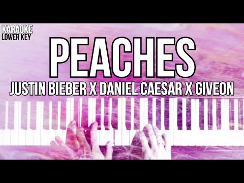 Peaches Karaoke Justin Bieber LOWER KEY Slowed Acoustic Piano Instrumental